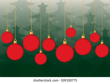 Red Christmas balls and background vector