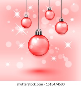 Red christmas balls. Decorative elements for holiday new year design. 
Vector illustration.