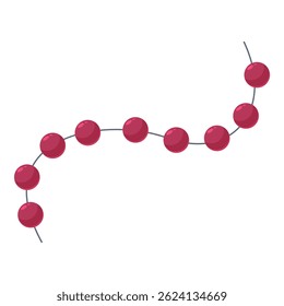 Red christmas balls hanging on a string, forming a curved line, adding a festive touch to holiday decorations