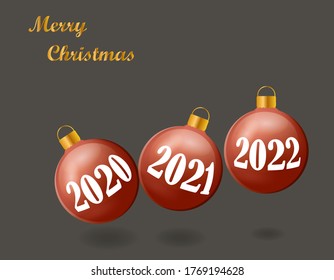 Red Christmas balls. Merry Christmas and Happy New Year background 3