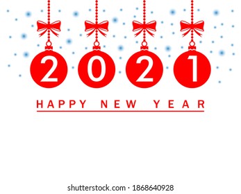 Red Christmas balls. New Year's 2021 white background. Vector illustration. EPS10