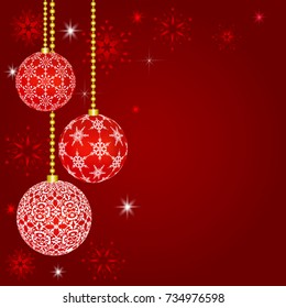 Red Christmas balls on a dark red background