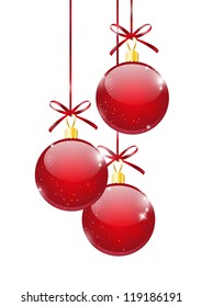 Red Christmas balls on white background