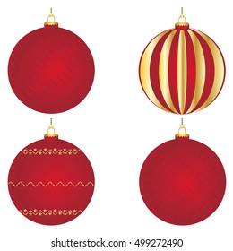 Red Christmas balls on  white background