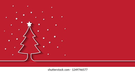 Red Christmas Banner Background Outline Tree Stock Vector (Royalty Free ...