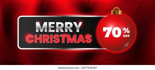 Red Christmas banner design with beautiful decorations