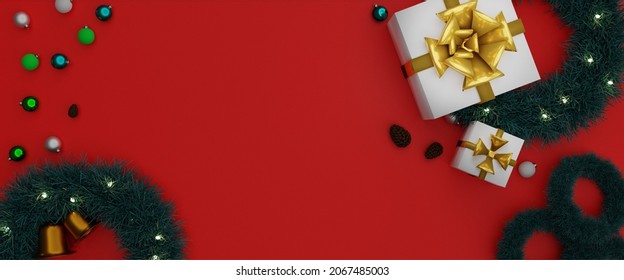red Christmas banner design, poster, card, background