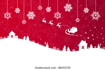 Red Christmas banner with Santa Claus