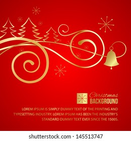 Red christmas banner. Vector illustration.