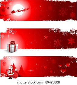 Red Christmas banners for greeting card