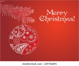 Red Christmas bauble card