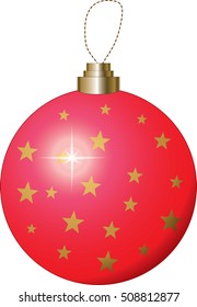 Red Christmas Bauble Gold Stars Stock Vector (Royalty Free) 508812877 ...