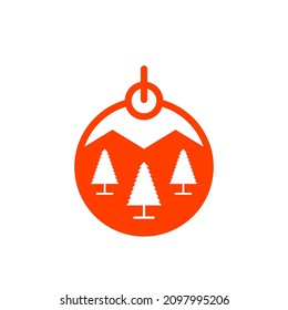 Red Christmas Bauble Icon on white backgorund. Vector