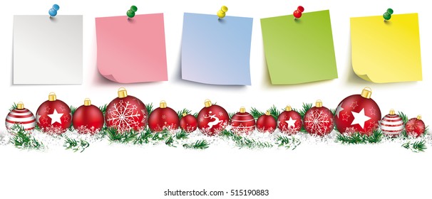 Red christmas baubles with twigs and colored sticks on the white background.  Eps 10 vector file.