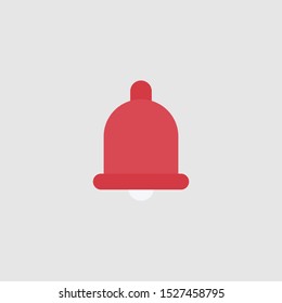 Red Christmas Bell Flat Vector Isolated On A Grey Background.X Mas Design Element.