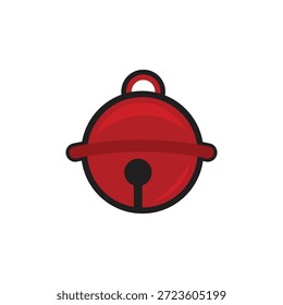 Icono de campana de Navidades rojas en estilo de Vector plano, símbolo festivo simple para decoración navideña y diseño estacional.