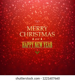 Red Christmas Bokeh Card With Gradient Mesh, Vector Illustration
