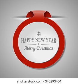 Red Christmas bookmark with shadows and wishes. Vector design element for decorate web sites, banners, congratulation cards.
