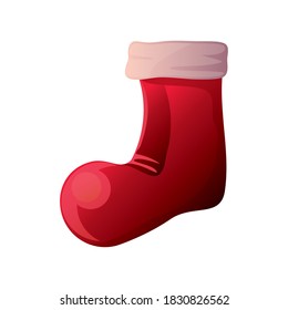 red christmas boot, sock for gifts on white background vector illustration design