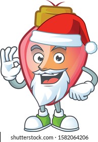 Red christmas bulb in Santa cartoon character design