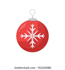 Red Christmas bulb with a snowflake in the middle