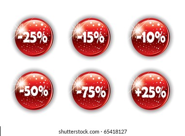 Red christmas button for your website in editable vector format