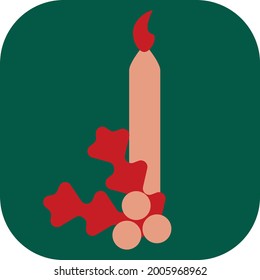Red christmas candle, illustration, vector on a white background.