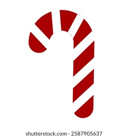 Red Christmas candy cane flat icon. Vector Flat design element.