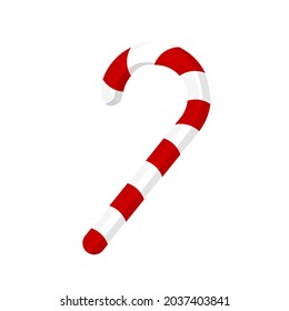 Red Christmas candy cane realistic illustration isolated on white background. Vector Illustration