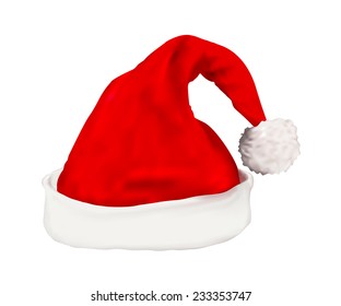 Red Christmas cap, white fuzzy fringe and fur brush made mesh gradient