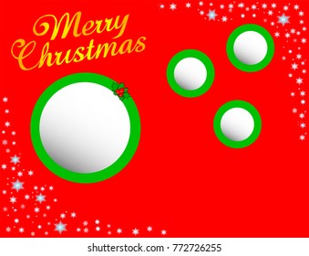 Red Christmas card with snowflakes