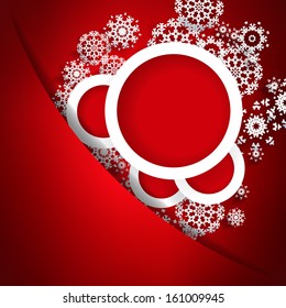 Red Christmas card with snowflakes. + EPS10 vector file