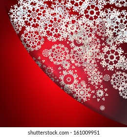 Red Christmas card with snowflakes. + EPS10 vector file