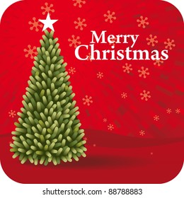 rote Weihnachtskarte mit Weihnachtsbaum