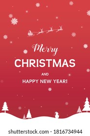 Red Christmas card vector. Happy New Year background illustration.