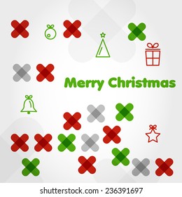 red christmas card with x. christmas concept