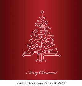 Tarjeta roja del árbol de los circuitos de la Navidad