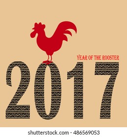 Red Christmas cock.Vector illustration