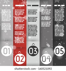 red christmas column infographic five options in rings zig zag. infographic concept.