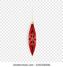 Red christmas cone toy icon. Realistic illustration of red christmas cone toy vector icon for web design  