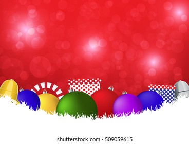 Red christmas decorated background vector illustration