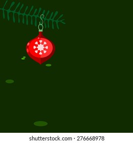 Red Christmas decoration on green background