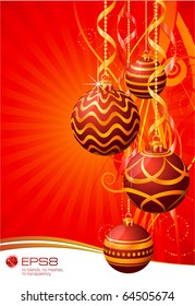 Red Christmas decoration. Vector background.