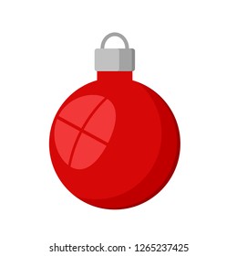 red christmas decorative ball isolated icon on white, stock vector illustration