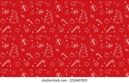 Fondo de doodle de Navidad roja adecuado para el diseño de embalajes, papel pintado o papel envolvente.