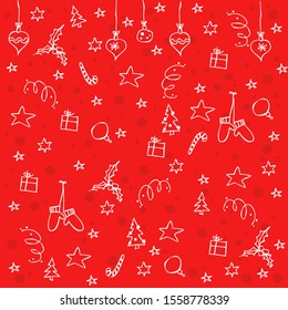 Red Christmas doodle background vector
