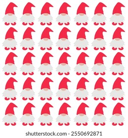 RED CHRISTMAS DWARFS VINTAGE DESIGN PATTERN TEXTURE BACKGROUND VECTOR