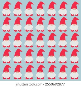 RED CHRISTMAS DWARFS VINTAGE DESIGN PATTERN TEXTURE BACKGROUND VECTOR