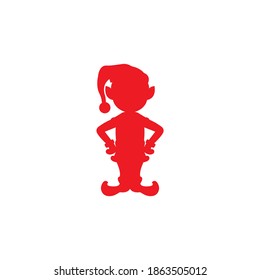 Red christmas elf silhouette vector on a white background