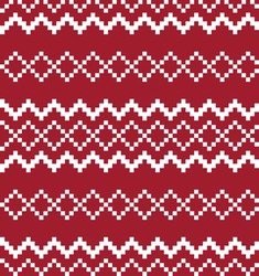 Red Christmas Fair Isle Pattern Background For Fashion Textiles, Knitwear And Graphics